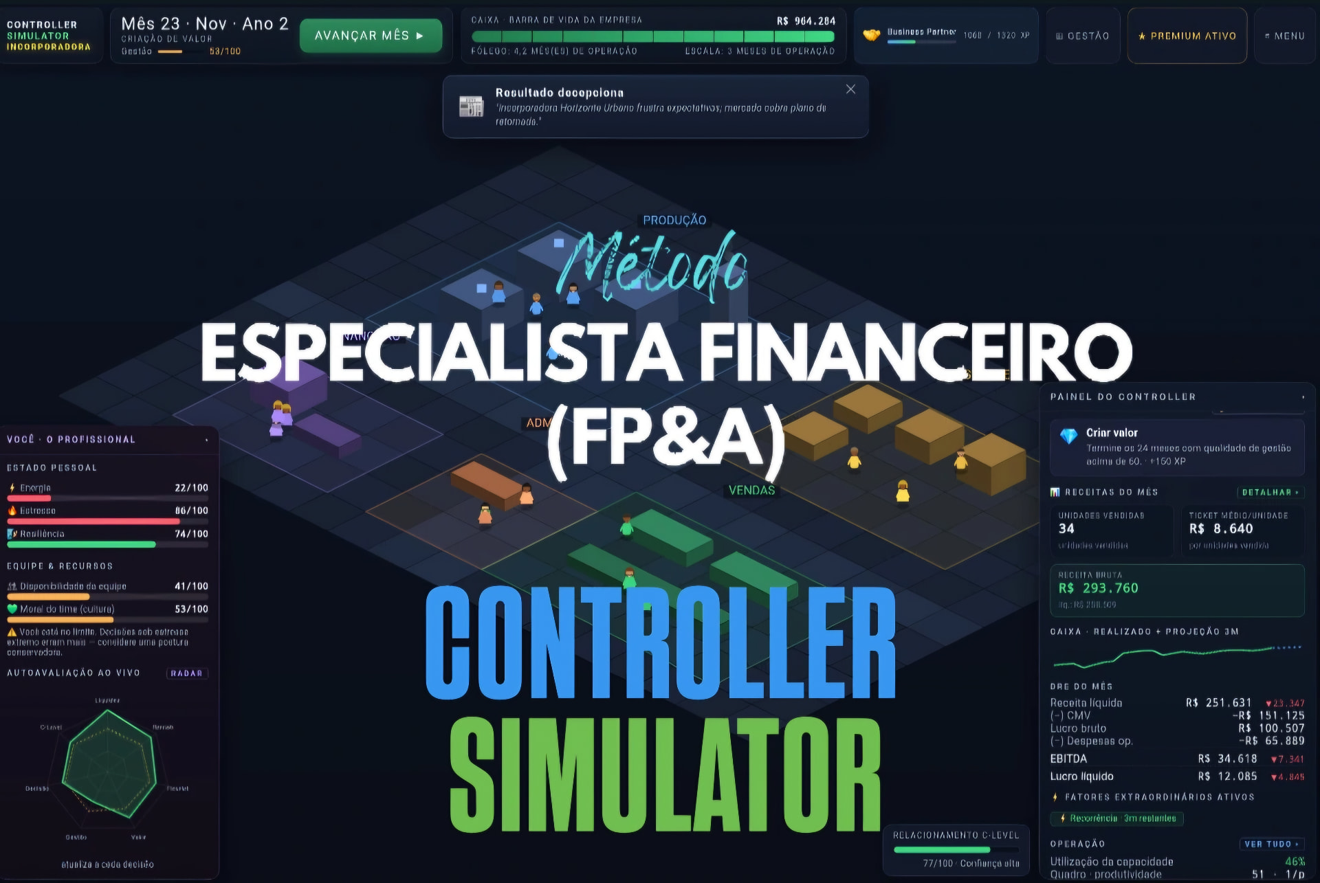 Controller Simulator · Método Especialista Financeiro (FP&A)