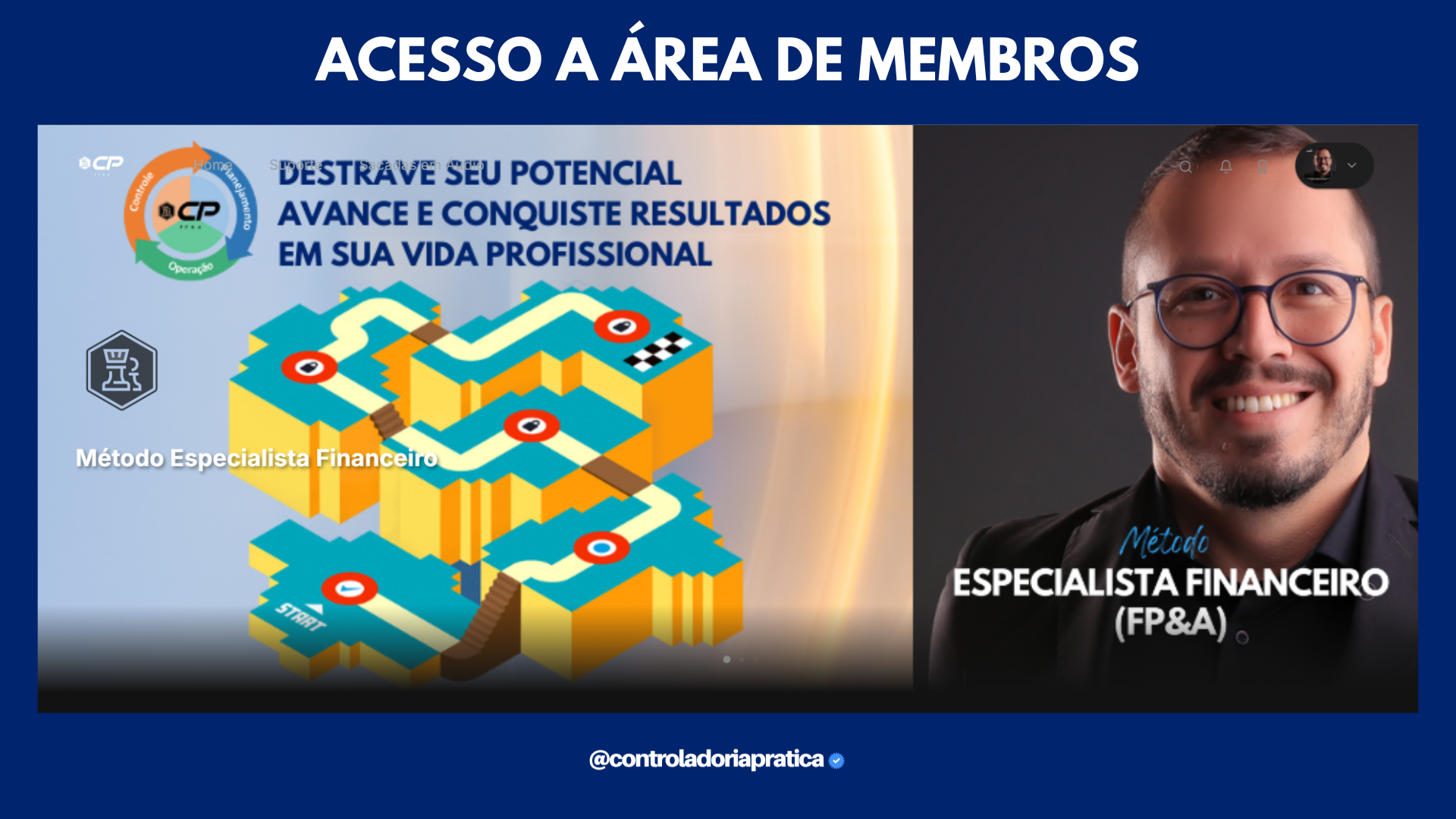Tela inicial da área de membros do Método Especialista Financeiro